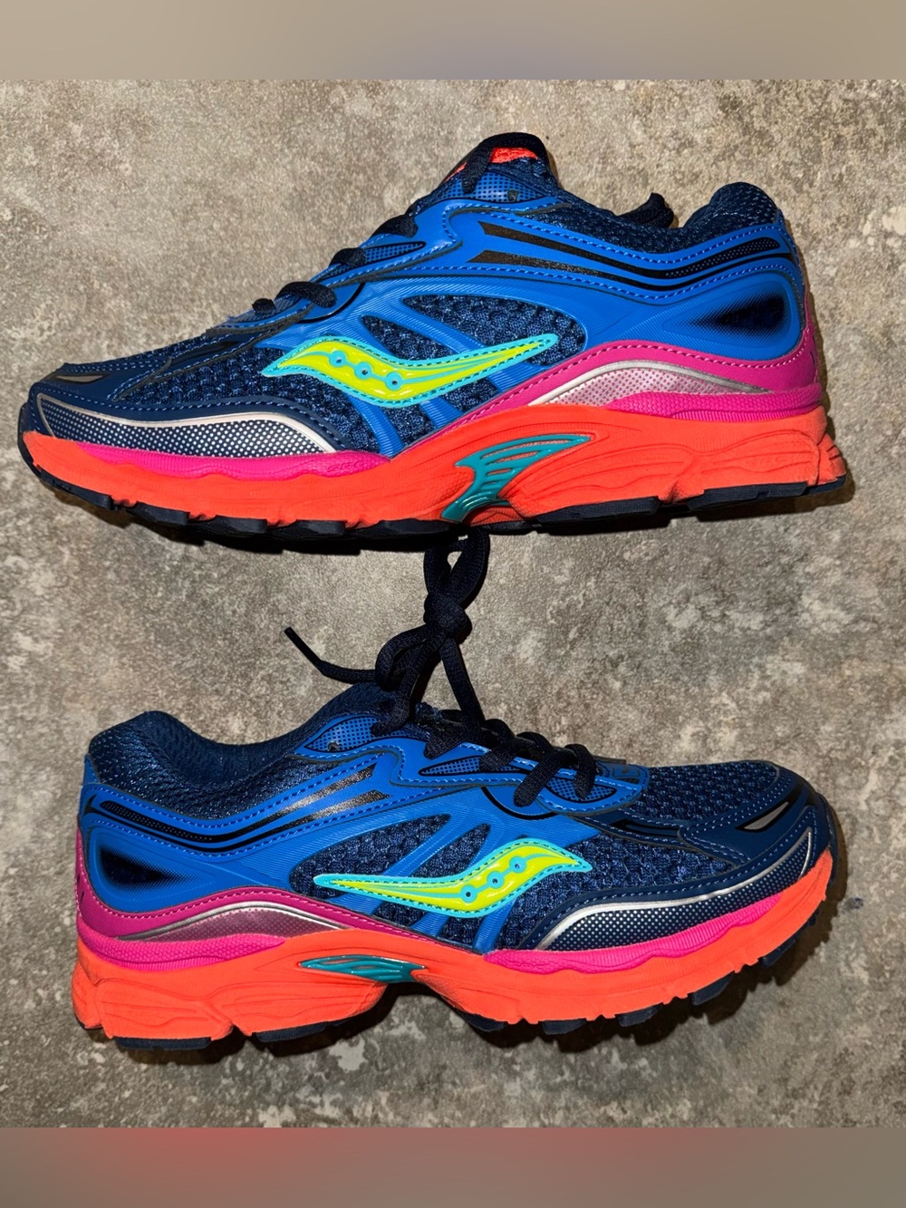 Saucony Navy Blue Bright Orange Pink Accent Sneakers